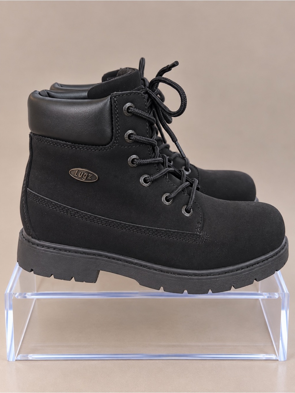 Lugz Women’s Black Lace-Up Combat Work Boots Size 8.5